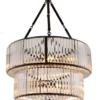 Casa Padrino Luxus Hängeleuchte Kristallglas in Rotguss Ø 67 cm x H 90 cm - Elegante Kristalllampe