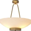 Casa Padrino Luxus Hängeleuchte Antik Messingfarben / Weiß Ø 59 x H. 52 cm - Runde Stahl Hängelampe mit Glas Lampenschirm - Luxus Kollektion