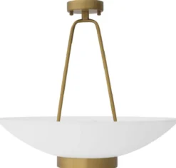 Casa Padrino Luxus Hängeleuchte Antik Messingfarben / Weiß Ø 59 x H. 52 cm - Runde Stahl Hängelampe mit Glas Lampenschirm - Luxus Kollektion