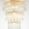 Casa Padrino Luxus Hängeleuchte Gold Ø 55 x H. 80 cm - Vierstufige Pendelleuchte mit Glasstäben