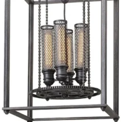 Casa Padrino Luxus Hängeleuchte / Industrieleuchte Antik Zinnfarben 41,9 x 41,9 x H. 97,2 cm - Luxus Kollektion