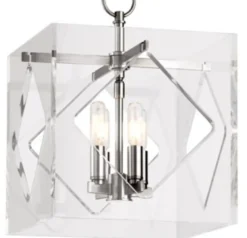 Casa Padrino Luxus Hängeleuchte Silber 30,5 x 30,5 x H. 40,7 cm - Pendelleuchte in Würfelform