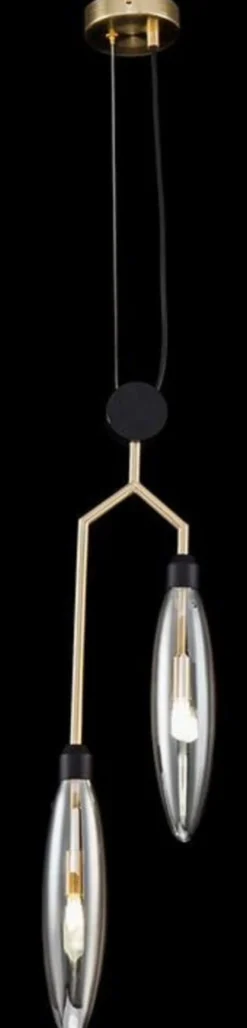 Casa Padrino Luxus Hängeleuchte Mattgold / Schwarz 17,5 x 6,5 x H. 64 cm - Moderne Pendelleuchte