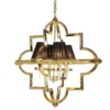 Casa Padrino Luxus Hängeleuchte Gold / Schwarz 68 x 68 x H. 72 cm - Pendelleuchte mit 4 Lampenschirmen