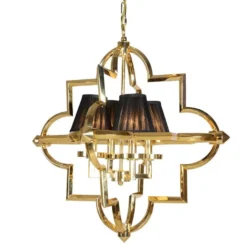 Casa Padrino Luxus Hängeleuchte Gold / Schwarz 68 x 68 x H. 72 cm - Pendelleuchte mit 4 Lampenschirmen