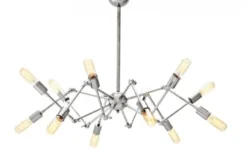 Casa Padrino Luxus Hängeleuchte Nickel, massive Leuchte aus Metall und Aluminium, Durchmesser 135 cm, Höhe 55 cm