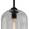 Casa Padrino Luxus Hängeleuchte Schwarz Ø 20,3 x H. 40 cm - Pendelleuchte mit rundem Glas Lampenschirm