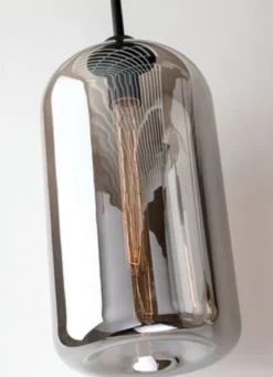 Casa Padrino Luxus Hängeleuchte Schwarz Ø 20,3 x H. 40 cm - Pendelleuchte mit rundem Glas Lampenschirm