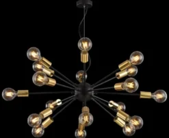 Casa Padrino Luxus Hängeleuchte Schwarz / Messingfarben Ø 98 x H. 74,2 cm - Hotel & Restaurant Lampe