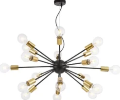 Casa Padrino Luxus Hängeleuchte Schwarz / Messingfarben Ø 98 x H. 74,2 cm - Hotel & Restaurant Lampe