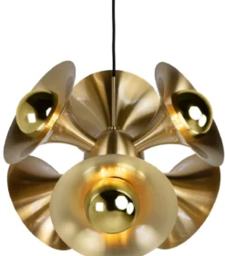 Casa Padrino Luxus Hängeleuchte Messingfarben 55 x 55 x H. 53 cm - Messing Pendelleuchte - Wohnzimmer Lampe - Luxus Kollektion