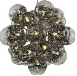 Casa Padrino Luxus Hängeleuchte Rauchglas / Silber Ø 81 x H. 76 cm - Pendelleuchte mit Glaskugeln
