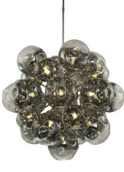 Casa Padrino Luxus Hängeleuchte Rauchglas / Silber Ø 81 x H. 76 cm - Pendelleuchte mit Glaskugeln