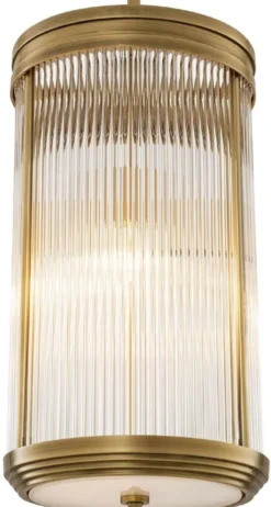 Casa Padrino Luxus Hängeleuchte Antik Messing Ø 27,5 x H. 49 cm - Hängelampe mit rundem Glas Lampenschirm - Wohnzimmer Hängeleuchte - Luxus Leuchten - Luxus Qualität