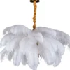 Casa Padrino Luxus Hängeleuchte Palme Weiß / Gold 100 x 100 x H. 40 cm - Moderne Hängelampe im Palmen Design - Luxus Leuchten - Luxus Qualität
