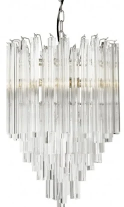 Casa Padrino Luxus Hängeleuchte im Art Deco Stil - Eiszapfen Design aus Glas und Edelstahl, Höhe 61,5 cm, Durchmesser 42 cm