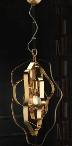 Casa Padrino Luxus Hängeleuchte Gold 34 x 34 x H. 68 cm - Höhenverstellbare Messing Hängelampe - Luxus Leuchten - Luxus Qualität