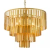 Casa Padrino Luxus Hängeleuchte Gold Ø 60 x H. 54 cm - Fünfstufige Pendelleuchte mit Metall Lamellen