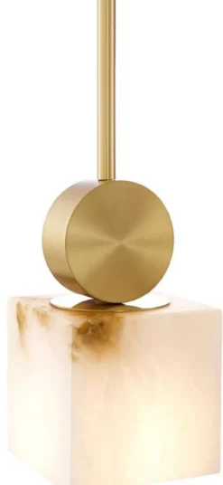 Casa Padrino Luxus Hängeleuchte Alabaster / Messing 12 x 12 x H. 24 cm - Luxus Kollektion