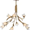 Casa Padrino Luxus Hängeleuchte Messingfarben / Weiß Ø 60 x H. 65 cm - Wohnzimmer Hängelampe