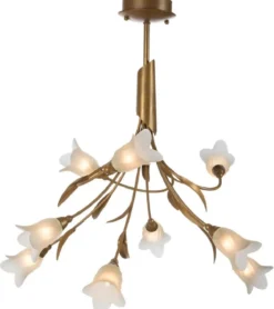 Casa Padrino Luxus Hängeleuchte Messingfarben / Weiß Ø 60 x H. 65 cm - Wohnzimmer Hängelampe