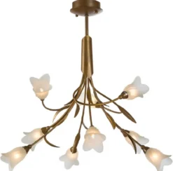 Casa Padrino Luxus Hängeleuchte Messingfarben / Weiß Ø 60 x H. 65 cm - Wohnzimmer Hängelampe