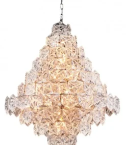Casa Padrino Luxus Hängeleuchte im Barock Stil, Nickel, Durchmesser 80 cm, Höhe 95 cm