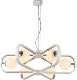 Casa Padrino Luxus Hängeleuchte Weiß / Silber Ø 65 x H. 20 cm - Luxus Kollektion