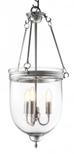 Casa Padrino Luxus Hängeleuchte im Barock Stil - Nickel, Durchmesser 32 x H 70 cm