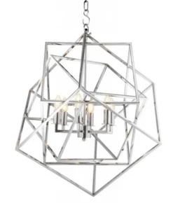 Casa Padrino Luxus Hängeleuchte für Hotel & Restaurant, Nickel, 70,5 x 70,5 x 78 cm