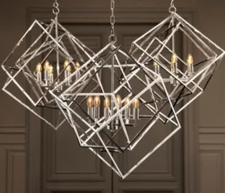 Casa Padrino Luxus Hängeleuchte für Hotel & Restaurant, Nickel, 70,5 x 70,5 x 78 cm