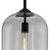 Casa Padrino Luxus Hängeleuchte Schwarz Ø 25,4 x H. 52,7 cm - Pendelleuchte mit rundem Glas Lampenschirm