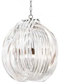 Casa Padrino Luxus Hängeleuchte, edle Pendelleuchte aus Metall und Acryl in Nickel, Durchmesser 70 cm, Höhe 80,5 cm