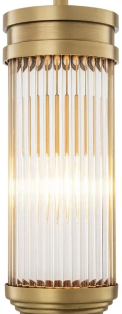 Casa Padrino Luxus Hängeleuchte Antik Messing Ø 12 x H. 30,5 cm - Hängelampe mit rundem Glas Lampenschirm - Wohnzimmer Hängeleuchte - Luxus Leuchten - Luxus Qualität