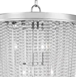 Casa Padrino Luxus Hängeleuchte Silber Ø 46,4 x H. 70,5 cm - Runde Pendelleuchte mit Kristallglas