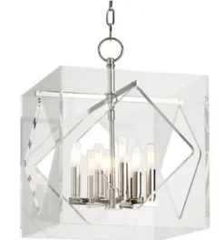 Casa Padrino Luxus Hängeleuchte Silber 40,7 x 40,7 x H. 54,6 cm - Pendelleuchte in Würfelform