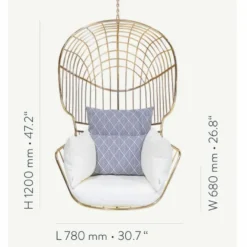 Casa Padrino Luxus Hängesessel Gold / Weiß / Blau H. 120 cm - Indoor & Outdoor Möbel