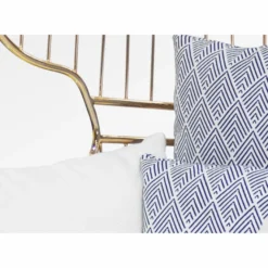 Casa Padrino Luxus Hängesessel Gold / Weiß / Blau H. 120 cm - Indoor & Outdoor Möbel