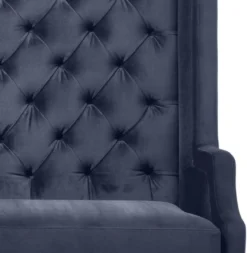 Casa Padrino Luxus Hochlehnsofa Mitternachtsblau / Schwarz 160 x 68 x H. 160 cm - Luxus Chesterfield Samtsofa