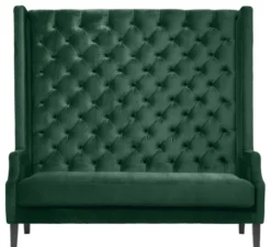 Casa Padrino Luxus Hochlehnsofa Dunkelgrün / Schwarz 160 x 68 x H. 160 cm - Chesterfield Samtsofa - Chesterfield Möbel