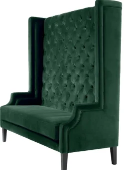 Casa Padrino Luxus Hochlehnsofa Dunkelgrün / Schwarz 160 x 68 x H. 160 cm - Chesterfield Samtsofa - Chesterfield Möbel