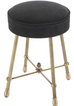Casa Padrino Luxus Hocker Antik Messing / Schwarz 33,5 x H. 48 cm - Hotel Möbel