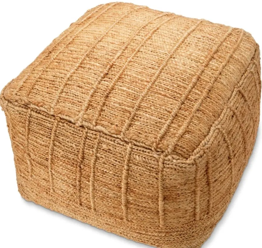 Casa Padrino Luxus Hocker aus Natur Jute 60 x 60 x H. 40 cm - Wohnzimmer Sitzhocker - Luxus Möbel
