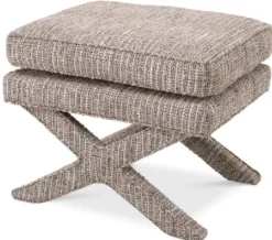 Casa Padrino Luxus Hocker Beige - Rechteckiger Sitzhocker - Kreuzhocker - Luxus Möbel