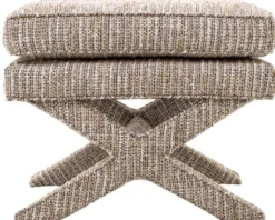 Casa Padrino Luxus Hocker Beige - Rechteckiger Sitzhocker - Kreuzhocker - Luxus Möbel