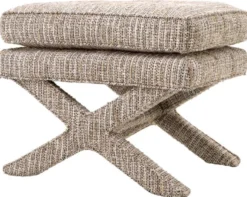 Casa Padrino Luxus Hocker Beige - Rechteckiger Sitzhocker - Kreuzhocker - Luxus Möbel