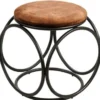 Casa Padrino Luxus Hocker Braun / Schwarz 50 x 50 x H. 50 cm - Gepolsteter Sitzhocker mit Metallgestell - Wohnzimmer Möbel - Luxus Kollektion