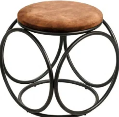 Casa Padrino Luxus Hocker Braun / Schwarz 50 x 50 x H. 50 cm - Gepolsteter Sitzhocker mit Metallgestell - Wohnzimmer Möbel - Luxus Kollektion