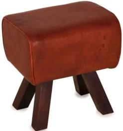 Casa Padrino Luxus Hocker Braun / Dunkelbraun 44 x 32 x H. 45 cm - Sitzhocker in Turnbock Optik