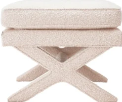 Casa Padrino Luxus Hocker Creme - Rechteckiger Sitzhocker - Kreuzhocker - Luxus Möbel